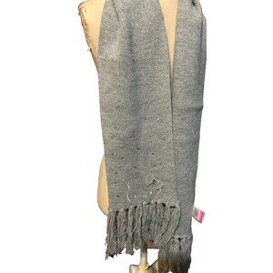 Hello kitty by Sario scarf Gray Fringed Embellished